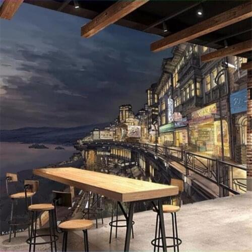 Custom mural 3d photo wallpaper hand-painted cartoon Japanese Osaka street Japanese cuisine TV backdrop wall paper 3d фотообои