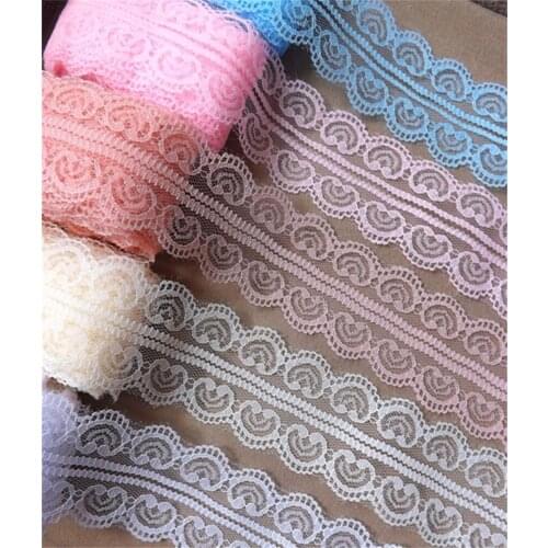 Hot 19color Width 50mm 10yards Embroidered Net Lace Trim fabric Garment ribbon headband Wedding decoration party DIY Accessories