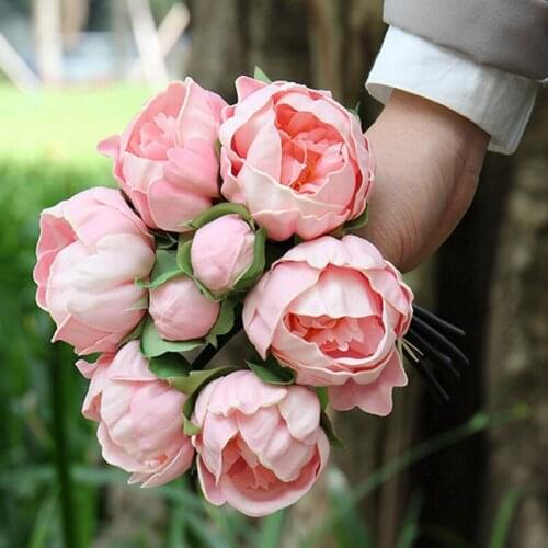 8 Heads/1 Bundle Real Touch PU Peony Bouquet Home Decoration Props Wedding Party DIY Artificial Flowers Supplies