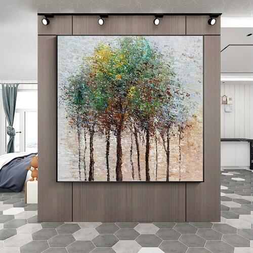Abstract Colorful Trees Painting On Canvas Plant Wall Art Picture Prints And Posters For Living Room Home Decoration