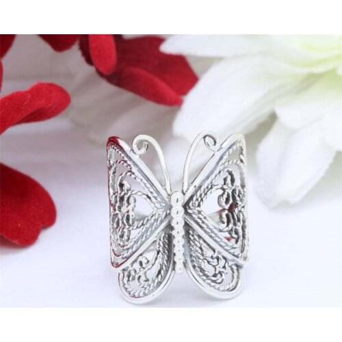 Split Shank Large Butterfly Ring or Band Statement Brass Filigree Romantic Butterfly Jewelry Animals Adjustable Insect CA432-Cl4