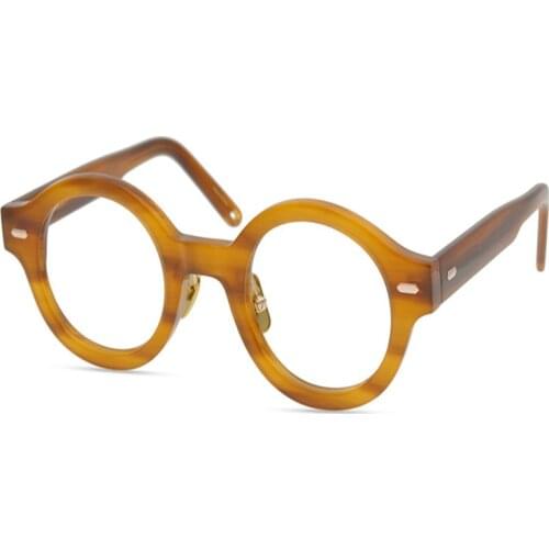 Acetate Round Glasses Frame Retro Men Prescription Lens Optical Eyewear High Quality Anti-reflective Reading Eyeglasses Women