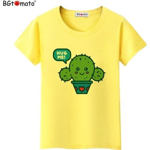 BGtomato Hot Harajuku Style Cartoon cactus Print Tees Short Sleeve funny T-shirt Women t shirt Women Tops Causal t-shirts