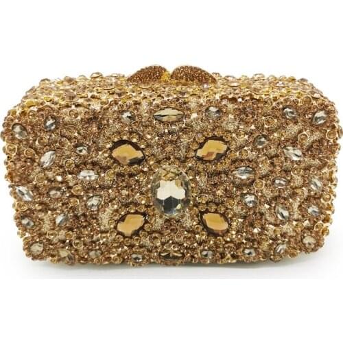 Fashion Big White Rhinestone Party Clutch Purse Luxury Gold Crystal Clutches Bags Ladies Chain Wedding Party Purses And Handbags