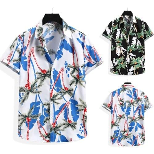 Mens Shirts Summer Fashion Casual Hawaiian Flower Shirt Tops Short Sleeve Print Button Beach Shirts For Mens Ropa Hombre S-2XL