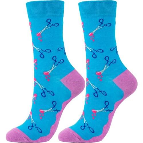 Custom Men Socks Jacquard Socks 100% combed cotton customized scalpel blue Happy Socks