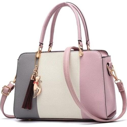 2021new classic black and white matching Female bag fashionable tassel shoulder bags for women Solid PU leather handbag bolsos