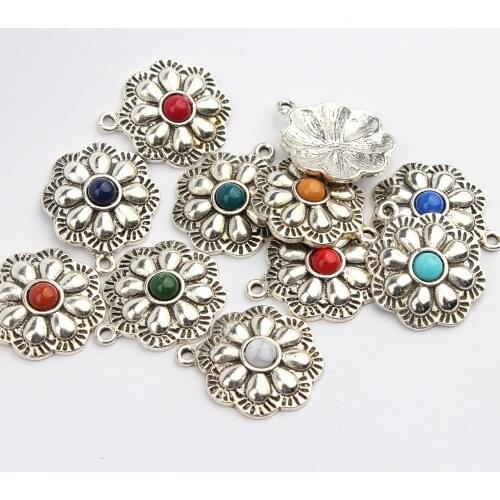 Zinc Alloy Charms Silver Designer Flowers Charms 20mm 4pcs/lot For Jewelry Making Bulk Nickel Free