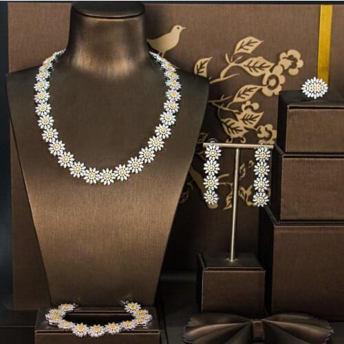 Sakura Love Morocco Wedding African Jewelry Set Glamour Bride 24k Gold Luxury Fashion Zircon Necklace Bracelet Gold Earrings