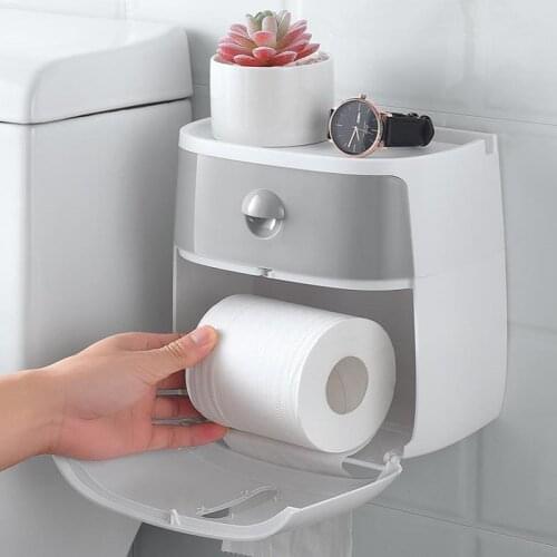 Waterproof Wall Mount Toilet Paper Holder Storage Towel Bathroom Tissue Paper Box Rack Bathroom Toilet Tissue Tube Storage Box