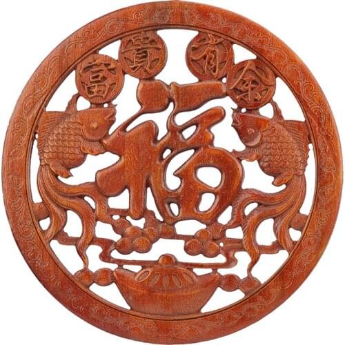 VZLX Wood Carved Applique Frame Corner Onlay Unpainted Furniture Home Door Decor Decoration Accessories Rich Carp Treasure