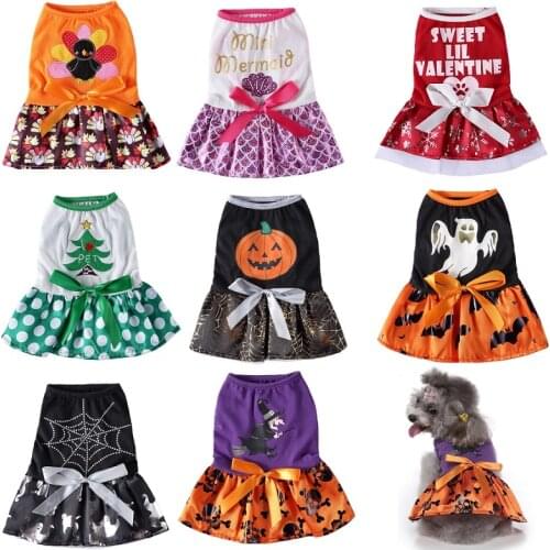 Funny Halloween Pet Dog Clothes for Small Dog Dresses Cosplay Cat Costume Christmas Dress Up Outfit Cat Dress Puppy Chihuahua 35