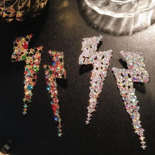 Fashion Exaggeration Shining Rhinestone Lightning Modeling Stud Earrings Personality Women Stud Earrings Korean Women Jewelry