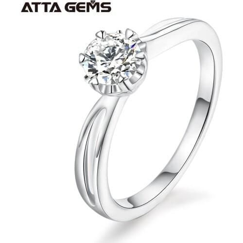 ATTAGEMS 0.5 Carat D Color Moissanite Bridal Rings For Women 100% 925 Sterling Silver Sparkling Wedding Party Fine Jewelry Gift