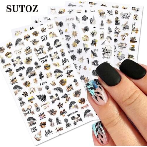 1PC Nail Art Water Decal Stickers Flamingos/ Floral Palm Trees Tropical/green Leaf Leaves Summer Transfers Nail Stickers HJ27DG3