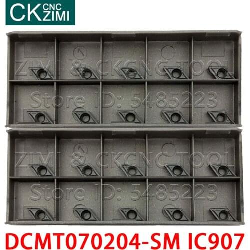 10pc DCMT070204-SM IC907 Carbide inserts turning tools lathe Internal turning tool boring tool DCMT 070204 SM IC907 Blade Cutter