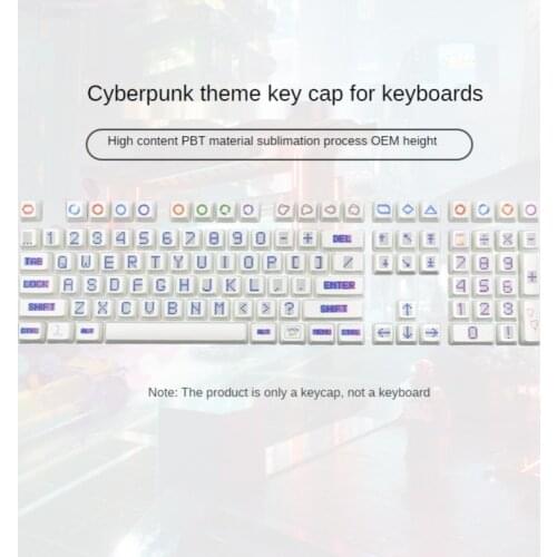 104-key Cyberpunk Keycap PBT Sublimation OEM Highly Mechanical Keyboard Keycap Cross Shaft for Cherry MX Switch GH60/61/68/87/96