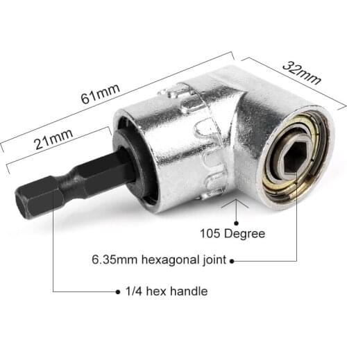 105 Degree 1/4" 6mm Shank Adjustable Angle Extension Driver for Turning Hex Bit Magnetic Screwdriver Socket Holder Adaptor