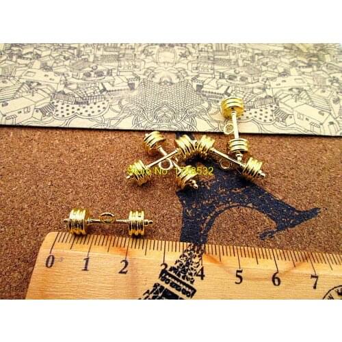 12pcs-- 20*7mm gold or Silver plated 3D barbell Charms Pendants