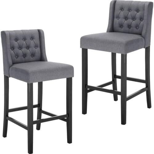 2Pcs/Set Dark Grey Bar Chair High Back Chair Leisure Linen Bar Stools Pub Chairs Office Kitchen Dining Chair Home Decoration