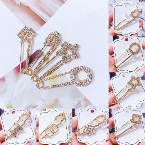 2021 Fashion Crystal Dress Rhinestone Decoration Cute Buckle Pin Lapel Pin Collar Women Girl Pins For Clothing Ornament Jewelry