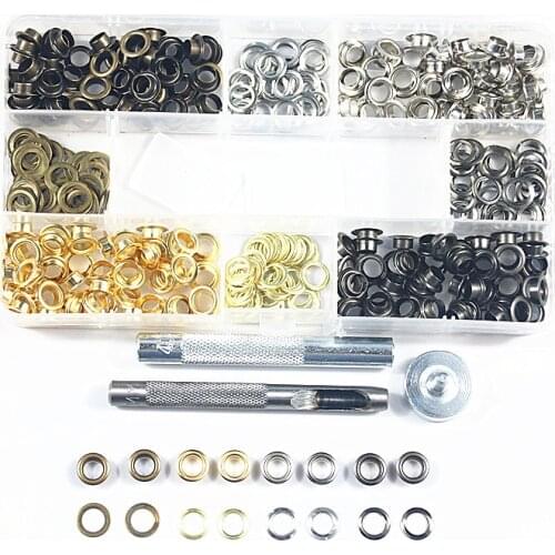240set metal grommets with 6mm button installation tool for DIY leather craft shoes apparel decoration accessories set