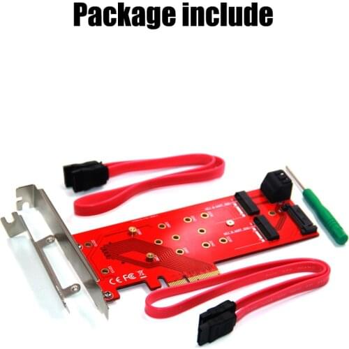 3 Interfaces M.2 NVMe SSD NGFF to PCIE X16 Adapter M Key 2x B Key Riser Card Expansion Card Support PCI Express 3.0 4X M2 SATA