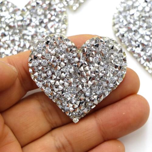3pcs/lot Silver Love Rhinestone Patches Applique Sew on Patch For Clothing Dress Diy Patches Beaded Applique Sweater Applique