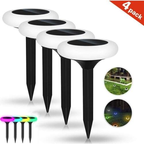 4PCS Solar Lamp RGB Color Change Square Garden Light 8 Modes Round RGB Colorful Changing Underground Lighting Lamps For Yard Dec