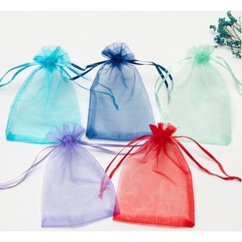 50/100 Pcs 7*9 Cm Color Drawstring Organza Bag Small Pouches Jewelry Package Bags Bead Christmas Wedding Packaging Gift Bags 70