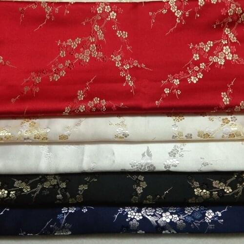 50x72cm Pretty Gold Silver White Plum Flower Plum Blossom Jacquard Brocade Fabric Floral Patchwork Upholstery Furnishing