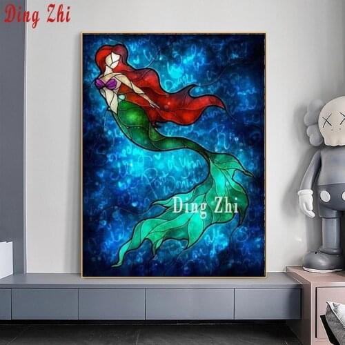 5D Diamond Painting Full Drill Nature Q Mermaid Embroidery Display Cartoon Picture Of Rhinestones Mosaic Child Home Decoration