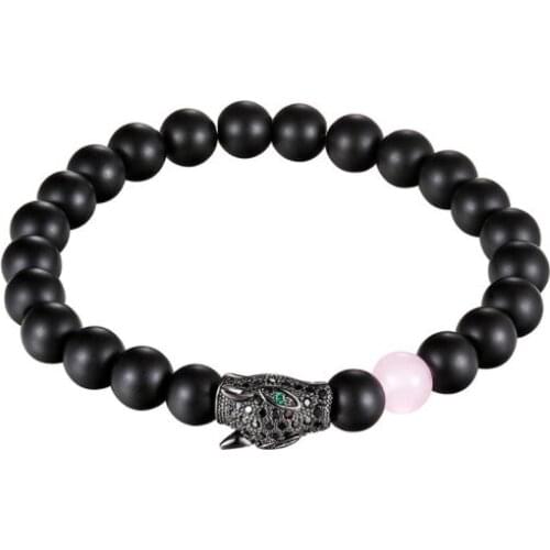 8mm leopard ball gold silver copper cz zircon cubic zirconia beads bohemian Bracelet agate Onyx Stone Bangles eg34