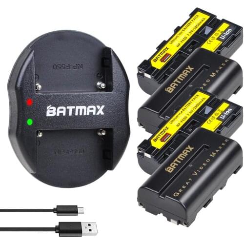 Batmax NP-F550 NP F550 F570 Battery+USB Dual Charger for LED Video Light Yongnuo Viltrox YN300Air II YN300 III YN600 Air L132T