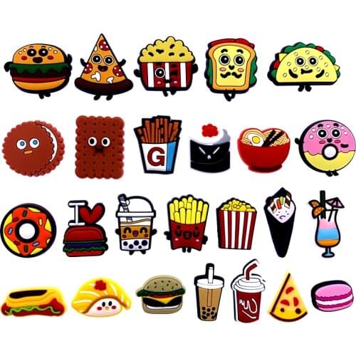 10PCS New Cartoon Food PVC Flat Back Accessories Crafts Hamburger Sushi Cookies Icon Components For DIY Scrapbook Jewelry