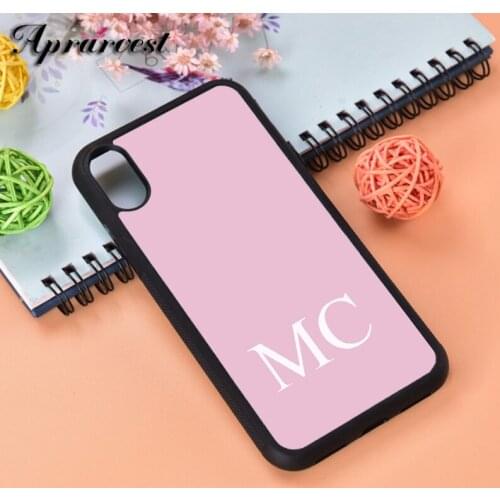 Aprarvest Personalised PINK LARGE INITIALS Silicone Rubber Phone Case Cover For iPhone 5 5S SE 6 6S 7 8 PLUS X XS XR MAX 11 PRO