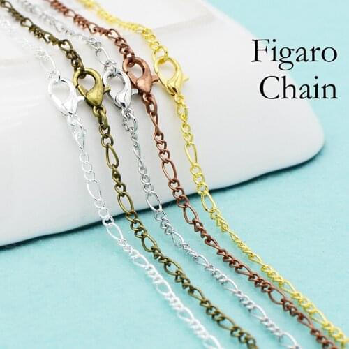 50 pcs - NeoVogue Figaro Chain Necklace, Deleicate 18 inch & 24 Inch Figaro Necklace for Women Handmade Jewelry