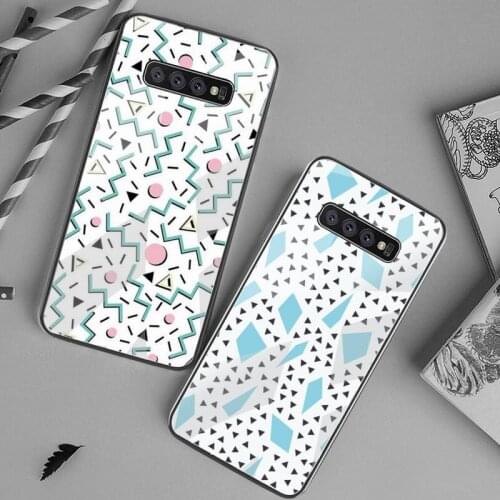 Memphis Abstract Pattern design Phone Case Tempered Glass For Samsung S20 Plus S7 S8 S9 S10 Plus Note 8 9 10 Plus