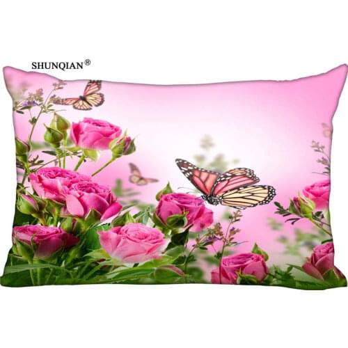 New Flower Petals Butterfly Pillow Case Custom Wedding Pillowcase Cover Cases Gift Zippered Rectangle Pillow Case