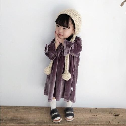 Kids Dresses for Girls 2019 New Baby Girl Cute Princess Dresses Fashion New Toddler Girl Cute Gold Velvet Casual Dress for Party