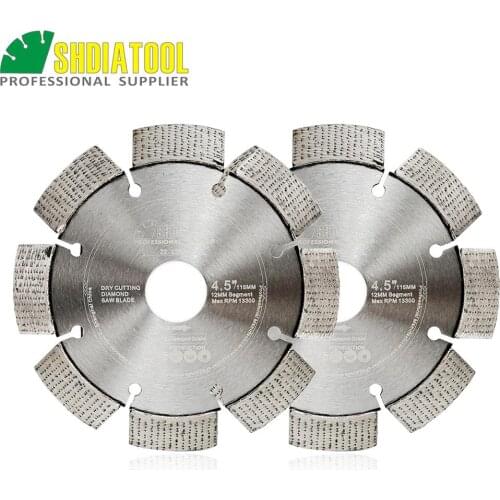 SHDIATOOL 2pcs Professional Laser Welded Diamond Blade Arrayed Diamond cutting disc Diameter 4.5" 115MM reinforced concrete