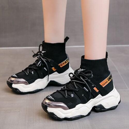 Designer Sneakers Women Platform Shoes 2021 Autumn New High-top Casual Sneakers European and American Fashion Wedge Women Shoes