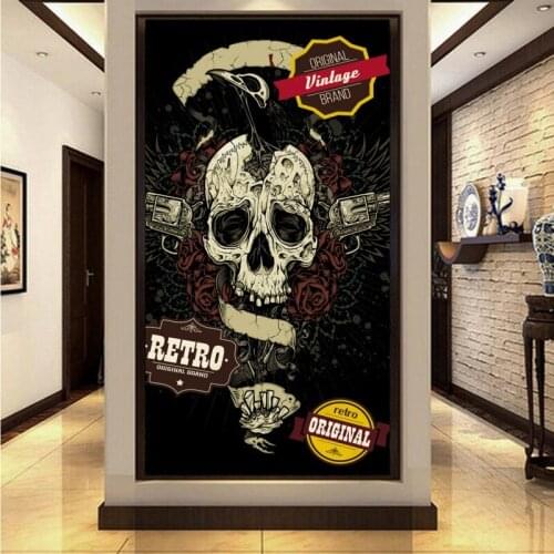 Drop Shipping Custom Photo Wallpaper 3D Stereo Wallpaper Skull Head Tooling Entrance Living Room Wallpaper Lobby Bedroom Mural