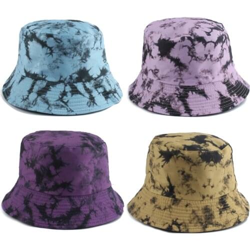 Double-sided Bucket Cap Visor Reversible Bucket Hat Men Women Cotton Flat Sun Hat Tie Dye Print Fisherman Hat