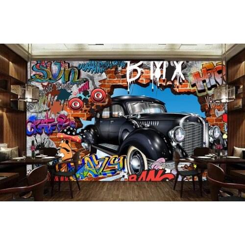 Custom Photo Wall Wallpaper 3d Retro doodle car Murals Wall Papers Living Room Bedroom Papel De Parede Wallpaper For Walls