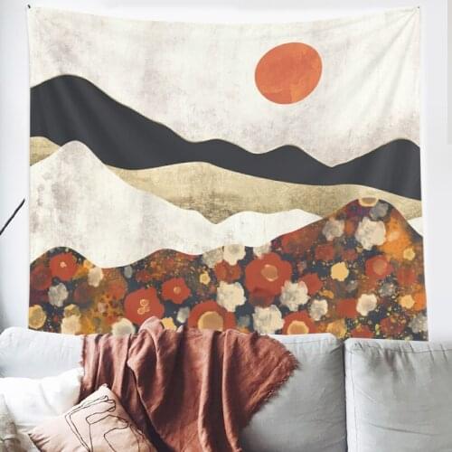 Sunset Mountain Printed Tapestry wave sea water Decorative Mandala Tapestry Indian Home Decor Big Hippie Wall Hanging Blanket