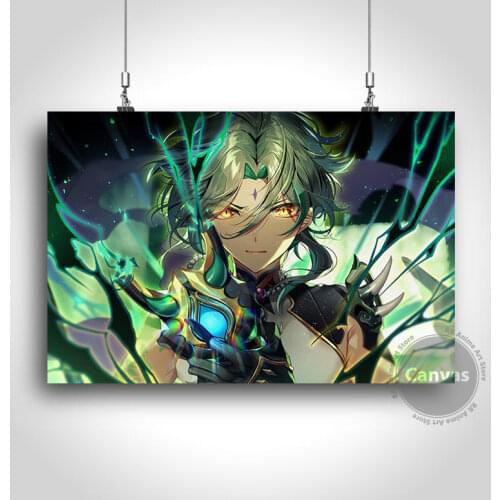 Canvas Anime Xiao Genshin Impact Pictures Home Decoration Paintings Poster HD Prints Wall Art Modular Living Room
