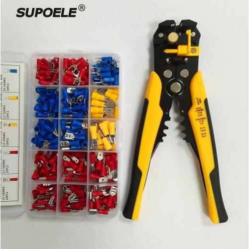 HS-D1 Multi Function Hand Crimping Tool Pliers 0.2-6.0mm2 Wire Stripper with Cutter with 280PCS Insulated Terminal Block Set