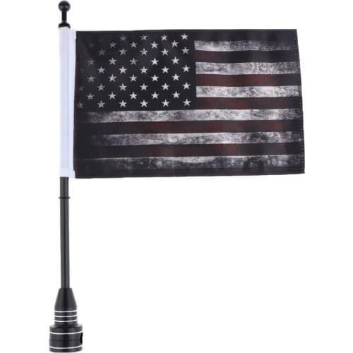 Motorcycle Flag Mount Kit; 10.2 x 6.7 inch USA Parade Flag and 15 inch Metal Flag Pole for Tubular Rear Luggage Racks