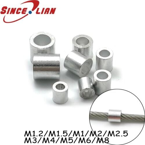 100pcs Round Aluminum Wire Clamps Card Heads Wire Locks M1.2 M1.5 M1 M2 M2.5 M3 M4 M5 M6 M8 Aluminum Cable Crimps Sleeve